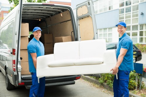 Student removals service in Wallington with packed boxes ready for transport