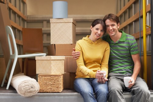 Careful packing materials and labeled boxes used for Wallington relocation services
