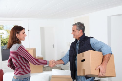 Packed boxes and furniture loaded for removal truck hire